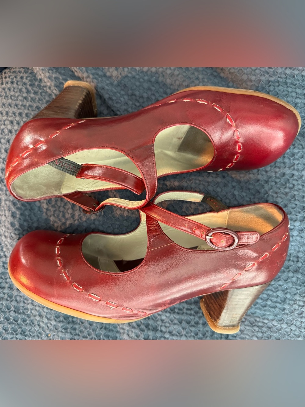 John Fluevog Wine (Cherry Red) Malibran Operettas,  size 10